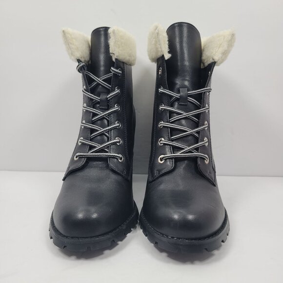 Bebe Kimmberly Women's Black Ankle High Laced Chunky Heels Boots US Size 11 NWOT - Picture 3 of 12